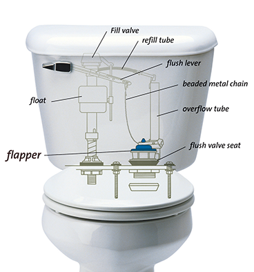 Image of toilet internal components and their designations