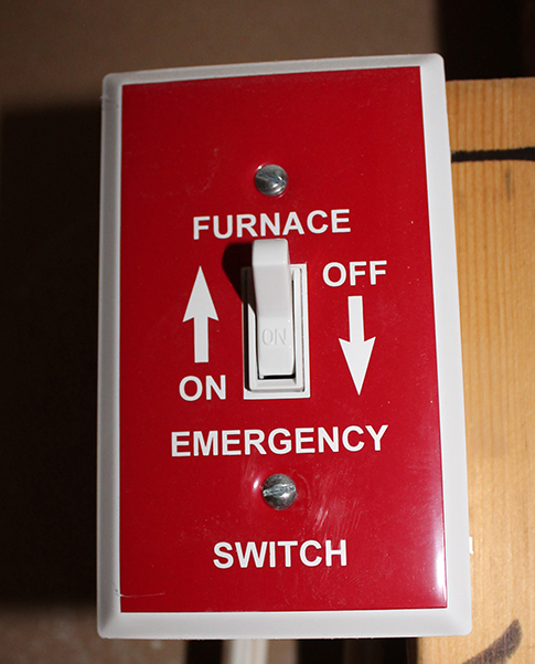 Image of furnace electrical shut off switch for emergencies and repair purposes